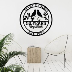 Personalized Anniversary Metal Wall Sign, Family Name Date Sign,Parent Gift