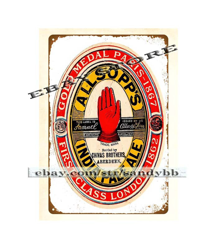 1880S SAMUEL ALLSOPP’S BREWERY,India pale ale ENGLAND metal tin sign shop wall