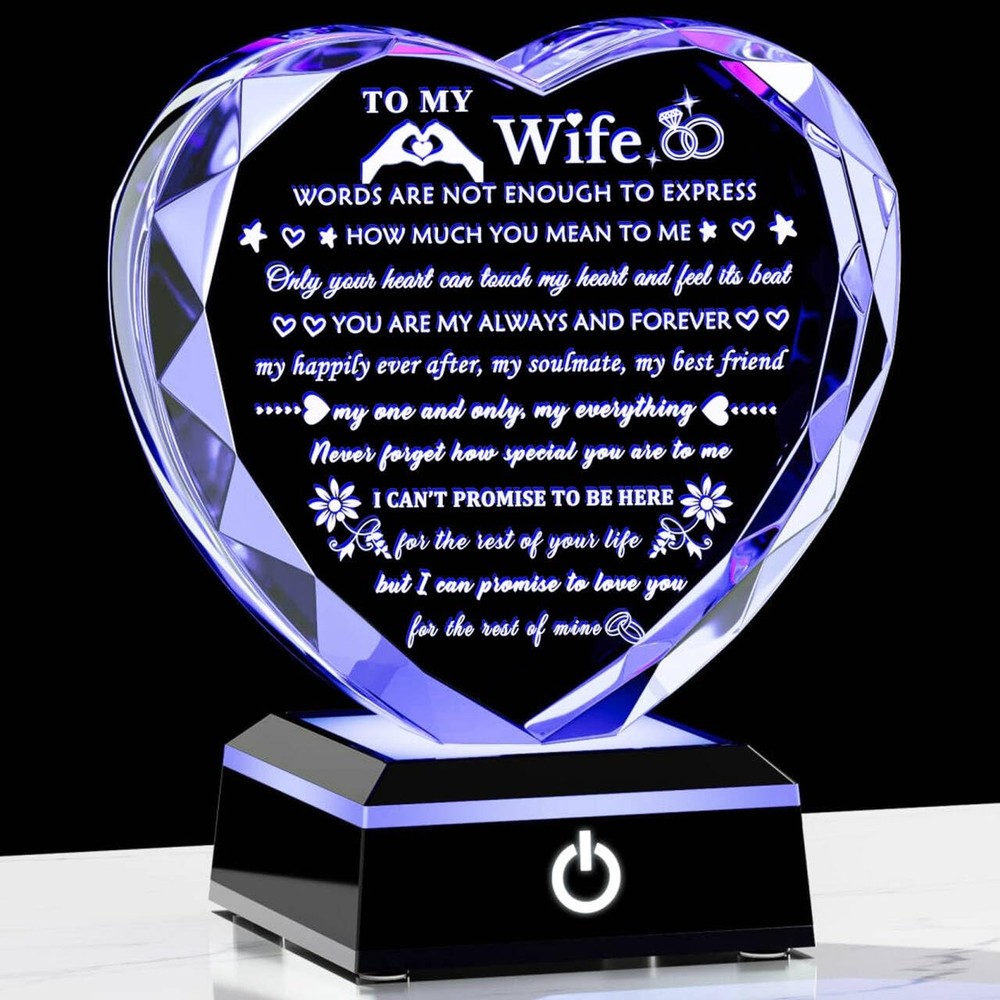 Romantic Wife Gifts from Husband with Colorful LED Base Anniversary Birthday …