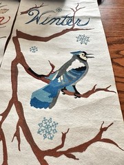 Set Of 4 Seasonal Handpainted Wall Banners Birds Winter Fall Spring Summer