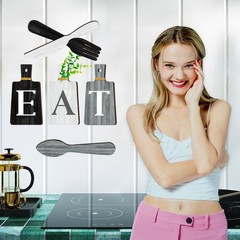 JINRICH 6 Piece Kitchen Decor Chopping Medium, Black, white and gray simple