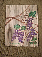 Hand Painted Purple Grapes Canvas Wall Decor 11×14