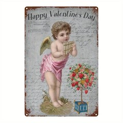 Vintage Oil Painting Metal Art Sign Valentine’S Day Angel Living Room Wall Decor