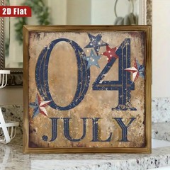 4th of July Red White Blue Star Vintage Wooden Plaque Home Wall Table Decoration