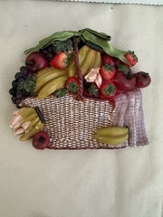 Vintage Style Fruit Basket Wall Decor Plaque Kitchen Farmhouse Decor