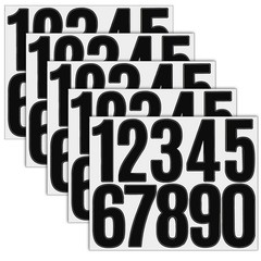 5 Sheets Black Number Stickers, 3 in Vinyl Stick on Numbers, 0-9 Waterproof A