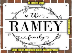 Ramey Family Decorative Metal Door or Wall Plaque (Style 1)