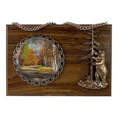 Vintage Great Smoky Mountains Wall Plaque with Bear and Tree Accent