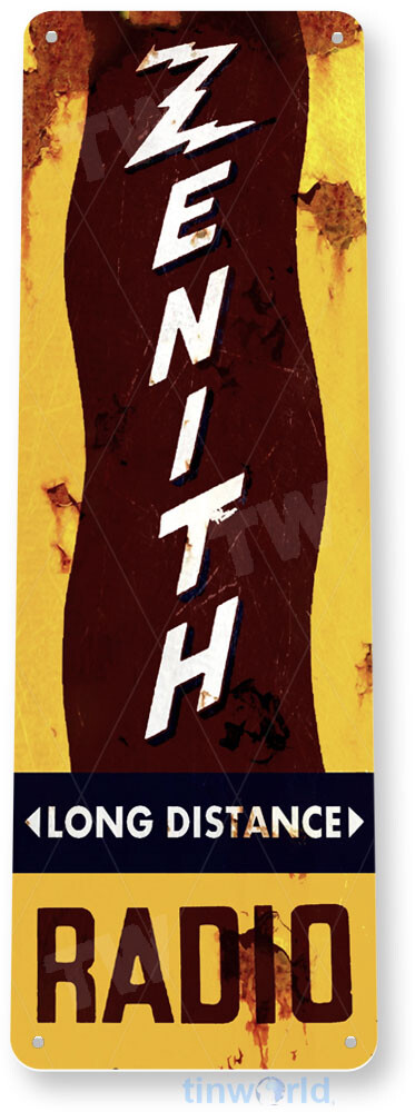 TIN SIGN Zenith Radio Retro Metal Décor AM FM Gas Oil Garage Shop Bar A883