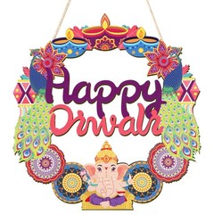 Happy Diwali Sign Door Decorations, Indian Festival of Light Wood Wreath for …