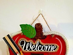 Decorated Apple Welcome Sign with restroom and office pass – teacher inspired