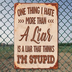 Funny Liar Quote Metal Sign Vintage Rustic Sarcastic Farmhouse Wall Decor Plaque