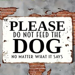 Rust Edge Metal Sign No Feeding Dog Private Backyard Fence Wall Hanging
