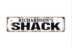 Personalized Shack Sign Metal Wall Decor Custom Name Cabin Beach Lake