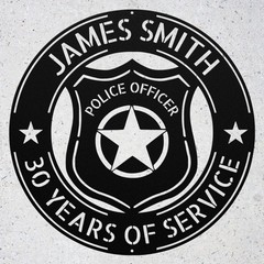Personalized Police Badge Metal Sign Custom Law Enforcement Gift Home or Office