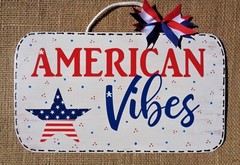 American Vibes AMERICANA SIGN Wall Art Hanger Plaque USA Patriotic Decor Wood