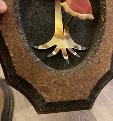 3D Mushroom & Leaf Wood Wall Art Plaques Set 2 MCM Nature Metal Decor 7x5x1 Vtg