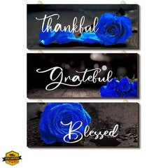 3 Pieces Rose Wooden Wall Decor Rose Bathroom Decor Thankful Grateful Blessed…