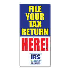 File Your Tax Return Here! Irs Business DECAL STICKER Retail Store Sign