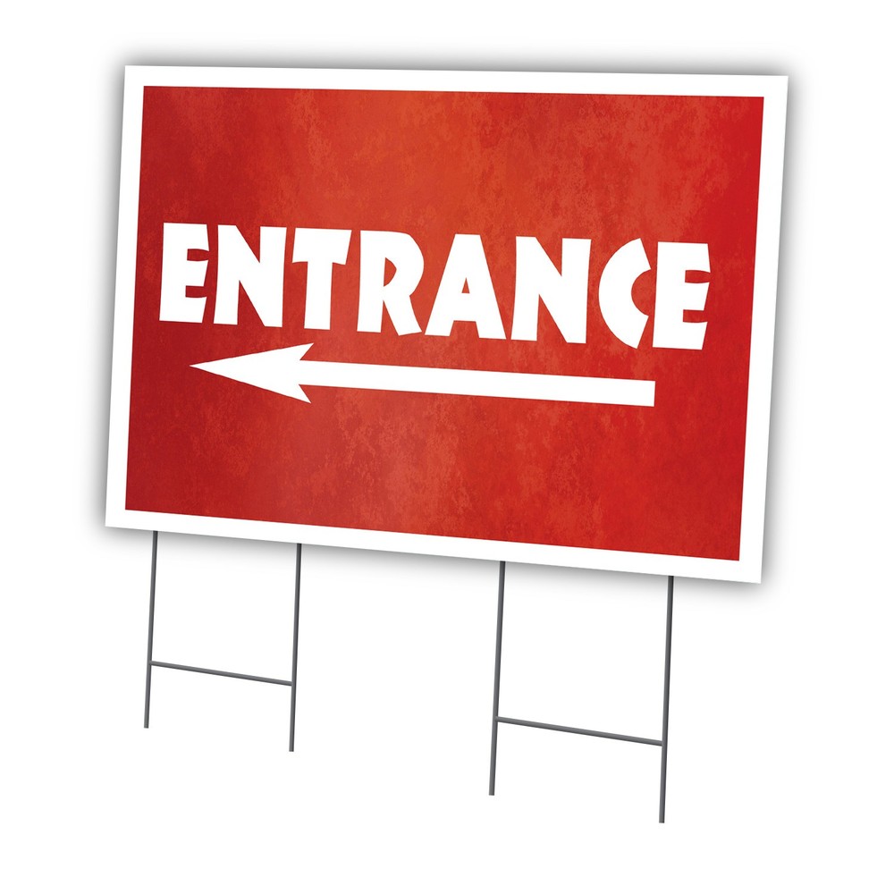 Entrance Left Arrow Yard Sign & Stake Outdoor Coroplast Advertising Displays