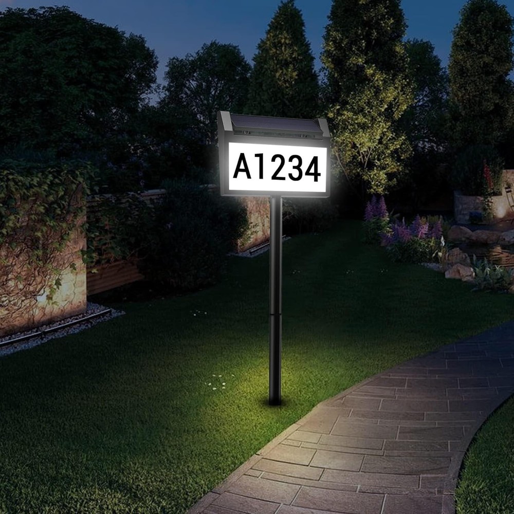 Solar House Number Sign House Numbers Light for Outside Home, Yard, Street