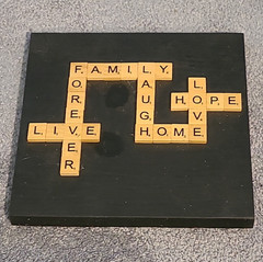 Rustic Wood Wall Plaque Scrabble-Style Letter Tiles Family Love Home Hope