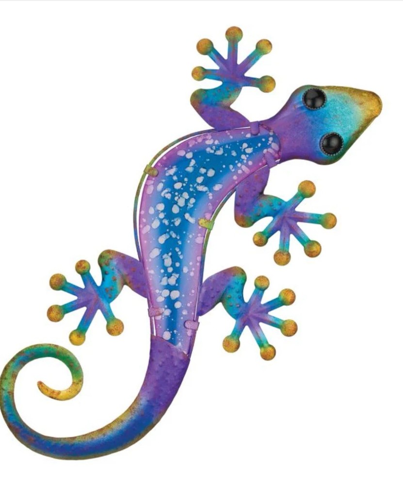 Lg Watercolor Gecko Metal & Glass Wall Decor By Regal Art & Gift 24×13”