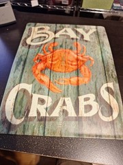 12″ x 16″ Metal Tin Sign Bay Crabs Coastal Seafood Decor Nautical Wall Art