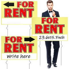 3 PCS 23.6×15.7 In Double Sided For Rent Blank Sale Signs With Metal Stakes