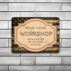 Personalized Vintage Wooden Workshop – Sign Weathered Custom Metal Sign