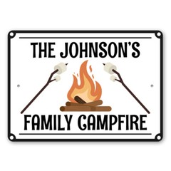Family Campfire Sign Personalized Family Name Campsite Decor Metal Sign