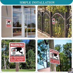 4-Pack Private Property No Trespassing Signs 24/7 Video Surveillance 10×7 Alumin