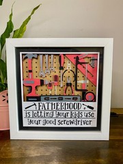 3D Fatherhood, Dad, Grandpa Dewalt or Milwaukee Shadow Box 8×8 Art Handmade Gift