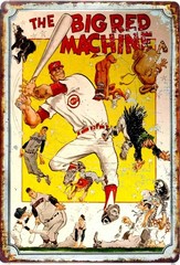 Big Red Machine Cincinnati Tin Sign All Metal Baseball Cards up to 12 x 18″