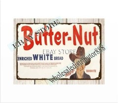 rustic advertising signs 1950s Butter Nut Bread Hopalong Cassidy metal tin sign