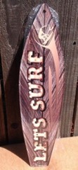 Lets Surf Bulb Lettering Mini Novelty Beach Surf Board Sign 17″ x 4.5″