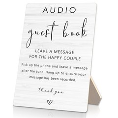 Audio Guest Book Sign Audio Phone Guestbook Wooden Stand for Wedding 5x7inch…