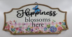 The Pioneer Woman Happiness Blossoms Here Wall Plaque Sign Wood Floral 16×8