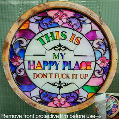 “This Is My Happy Place Don’t F It Up” Sign, 11.5 Inch Acrylic Wall Decor, Vibra