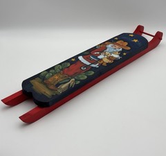 Sandi Prescher 2001 Texas Folk Art Cowboy Santa Hand Painted Wood Sled Decor