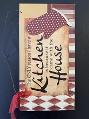 Wood Kitchen Quotes Humor Hanging Decorative Sign Red Polka Dot Brown Beige