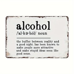 Alcohol Metal Sign Vintage Definition Funny Drinking Humor Aluminum 8×12