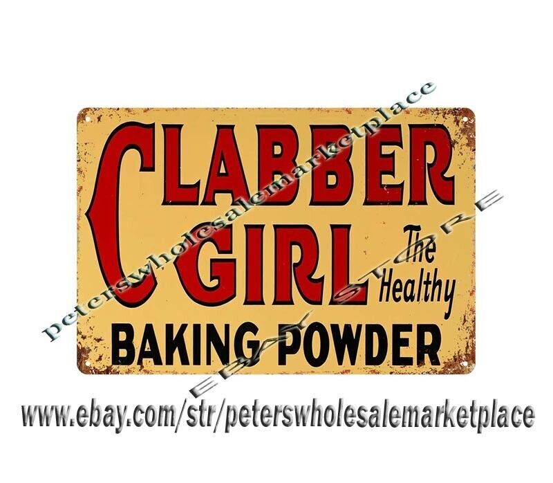 1920 A CLABBER GIRL baking powder metal tin sign wall art lounge room
