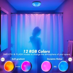 2-Pack Waterproof Shower Lights for Inside Shower, 15 RGBW Color Rechargeable…