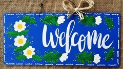 FLORAL DAISY Welcome SIGN Wall Art Hanger Plaque Country Wood Crafts Home Decor