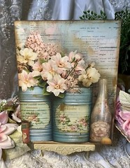Shabby Chic Tins & Jars Flowers French Country Cottage Handcrafted Plaque #9