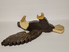 American Eagle Wall Decor Patriotic USA Flag Pole Holder Wood Eagle *Repaired