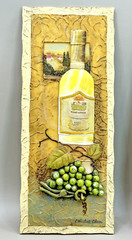Pair of Wine Wall Plaques, Red and White Wine Bottle with Grapes