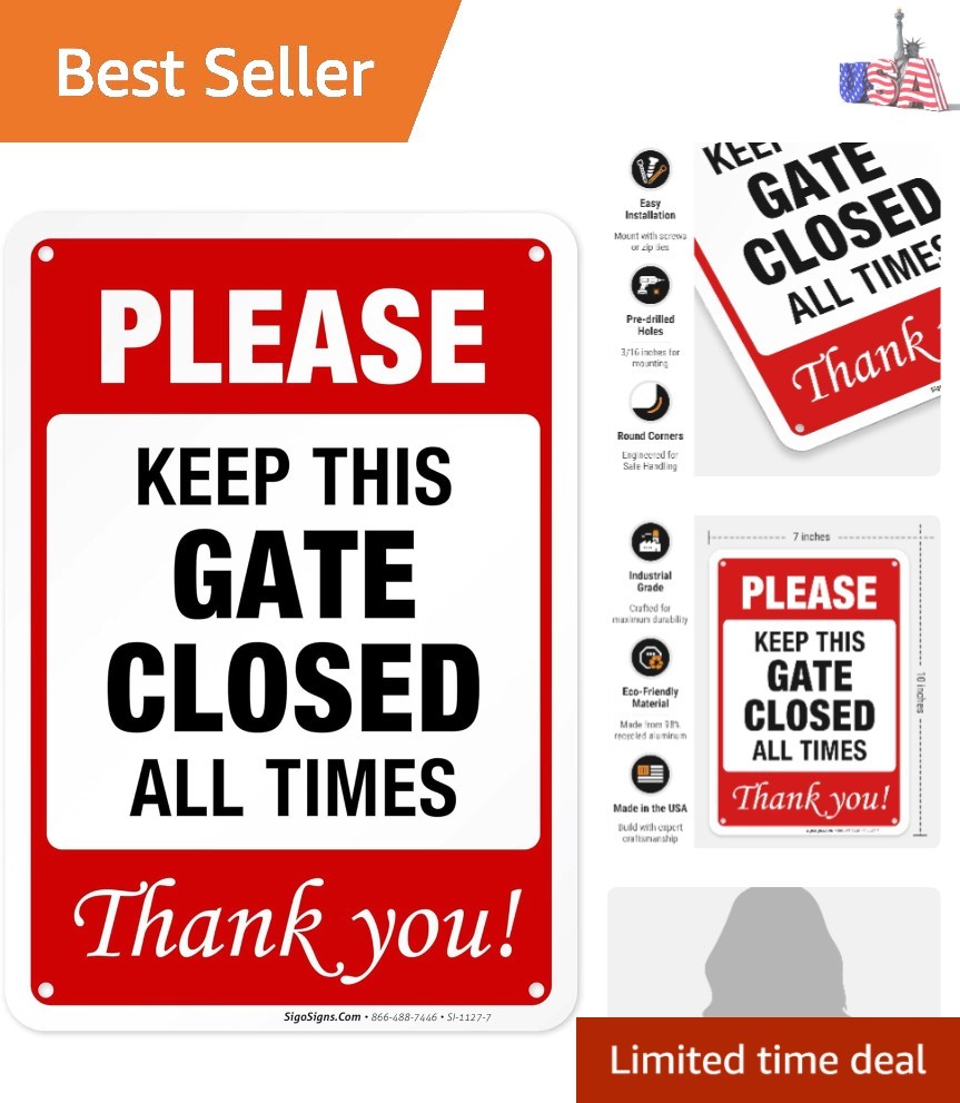 Rust-Free 10×7 Please Keep Gate Closed Sign – Durable Aluminum & Fade Resistant