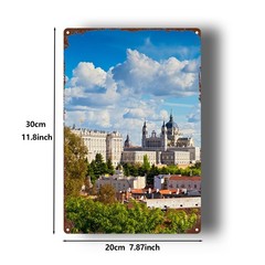 Travel Souvenir Metal Sign Madrid Spain Landmark Photo Retro Wall Art Decoration